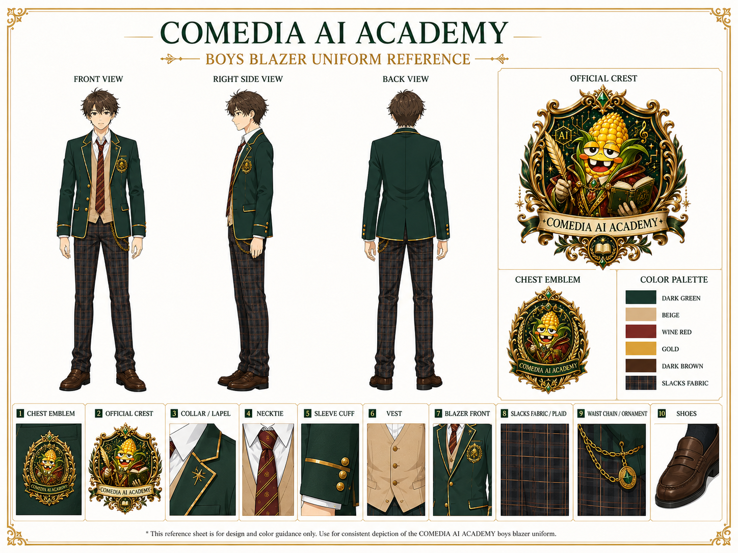 男子ブレザー制服 設定資料