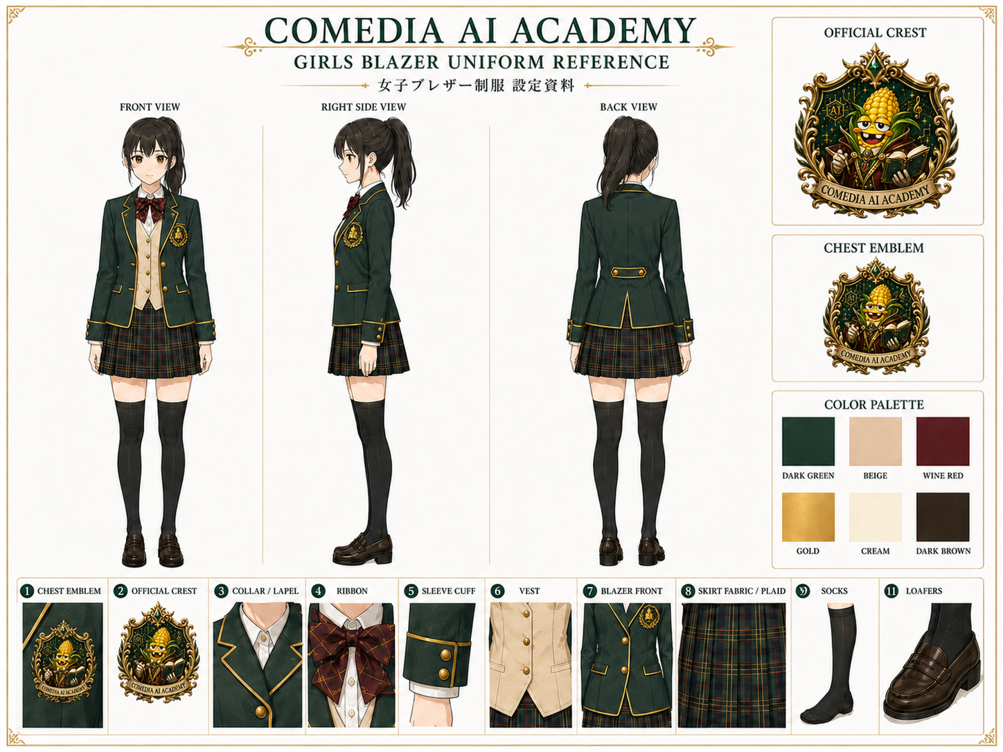女子ブレザー制服 設定資料