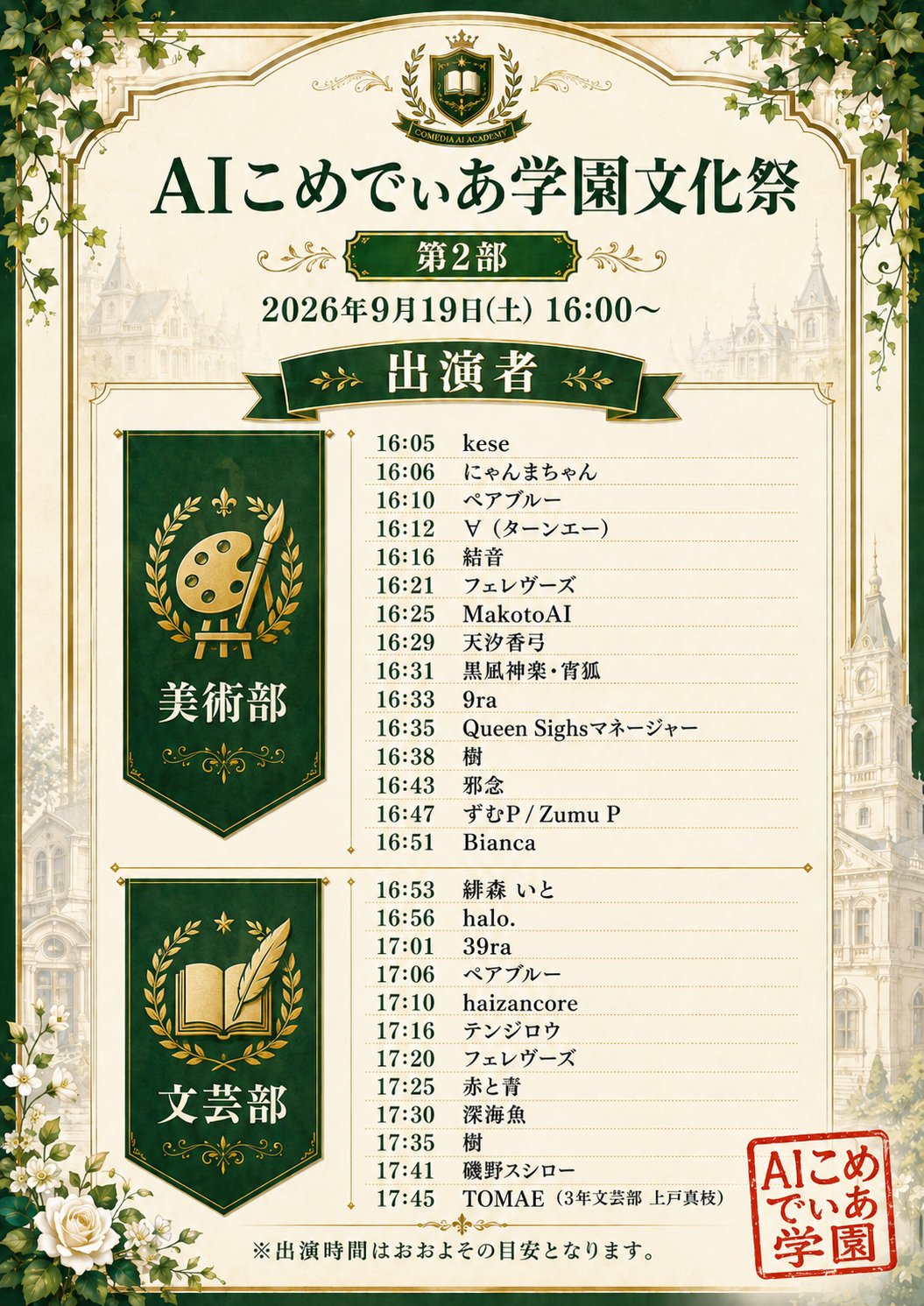 第2部 タイムテーブル